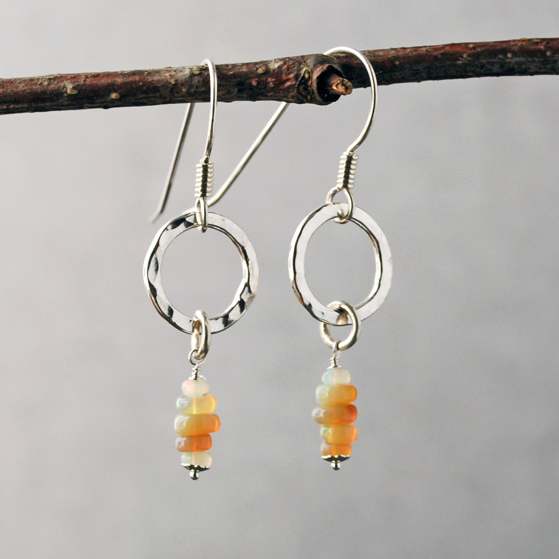 Silver Earrings with Opals