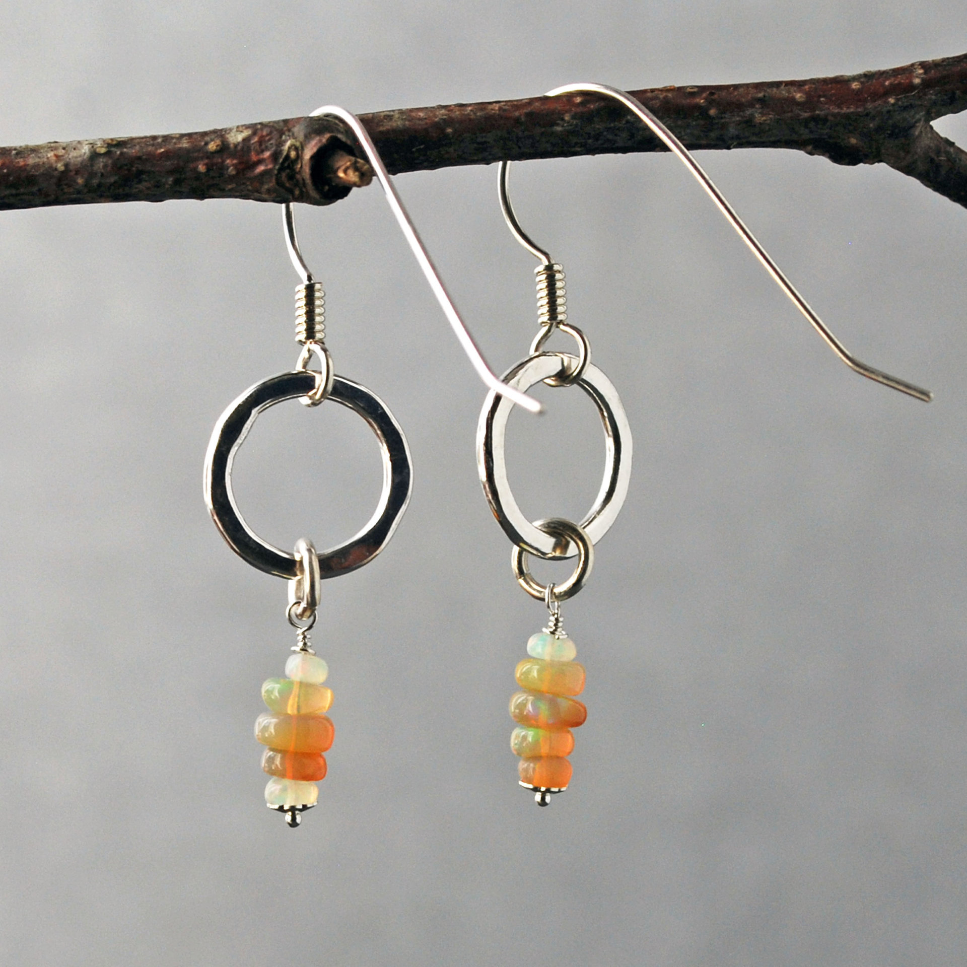 Silver Earrings with Opals