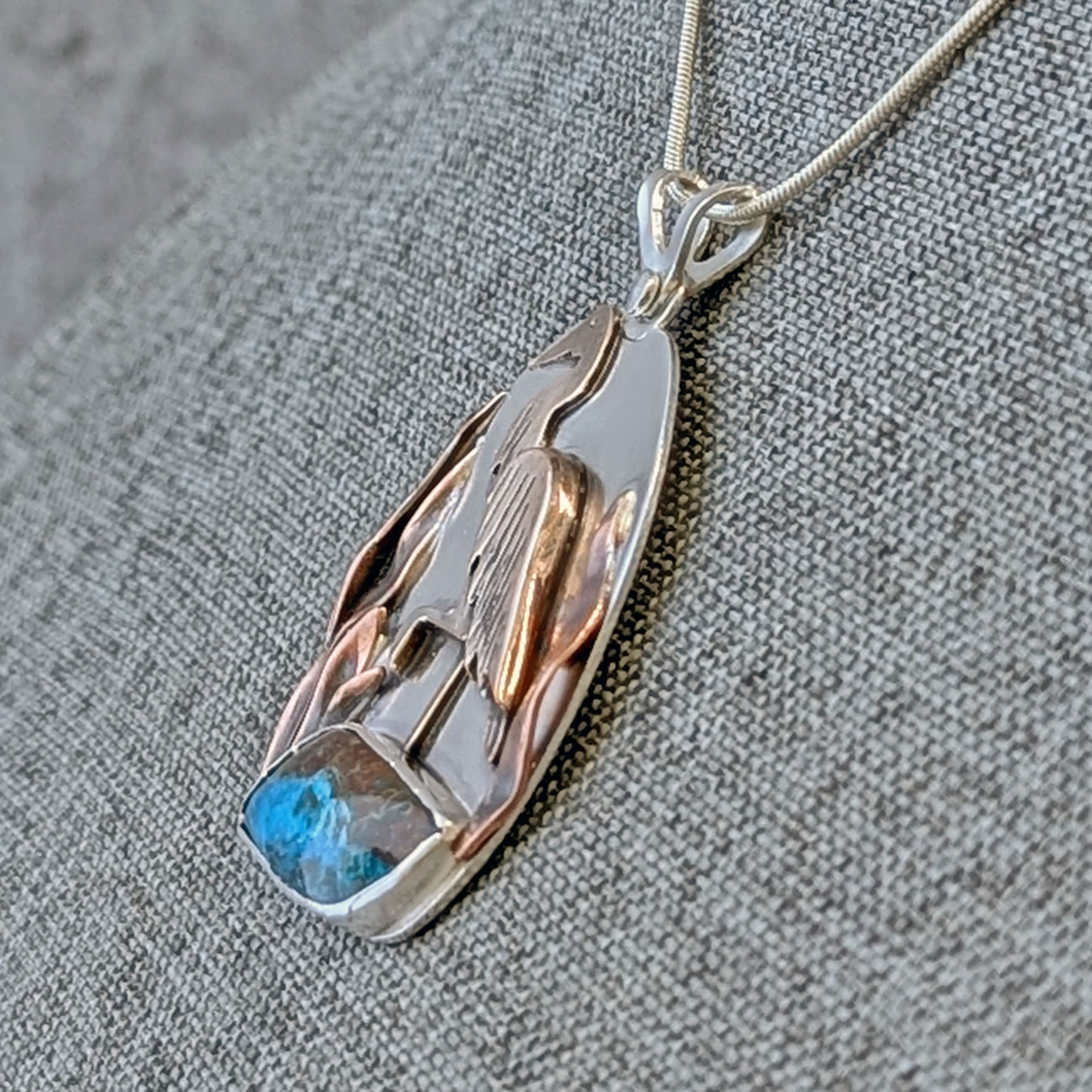 Heron Pendant with Blue Opal-RESERVED