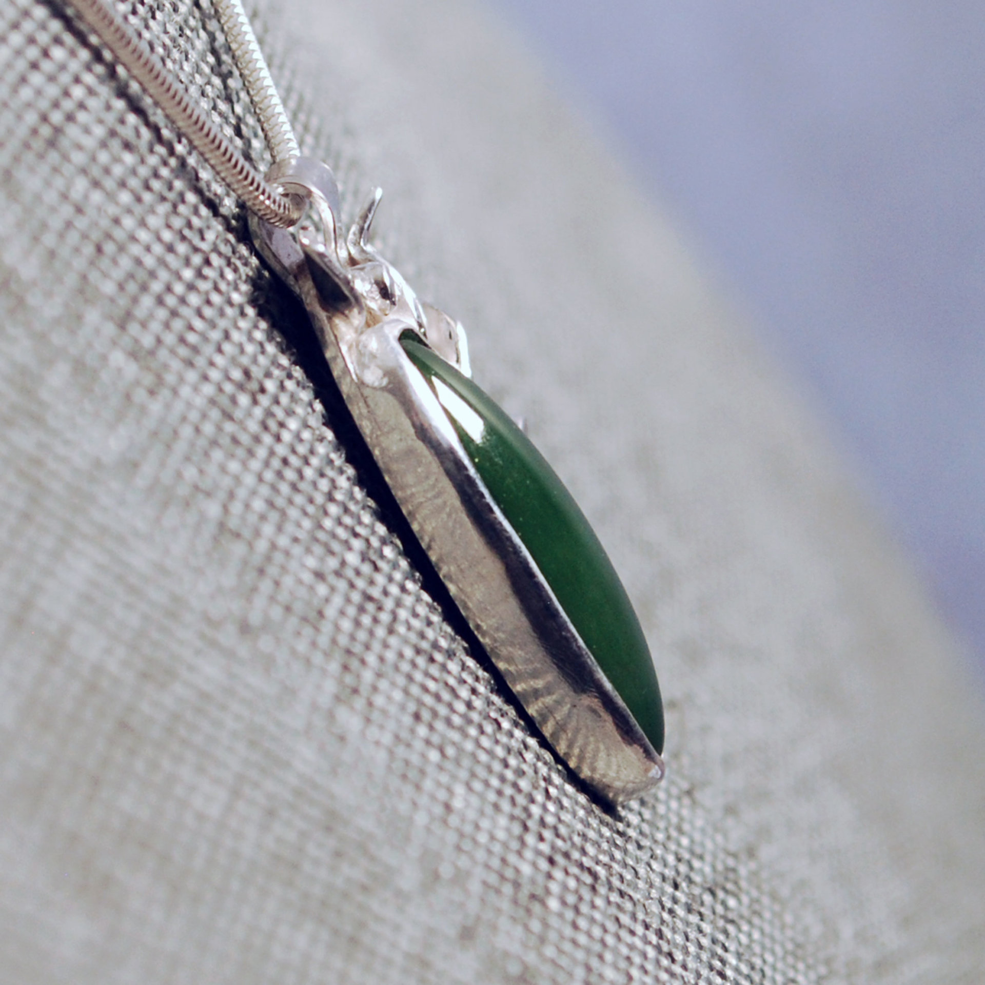 Silver Jade Pendant with Silver Leaves