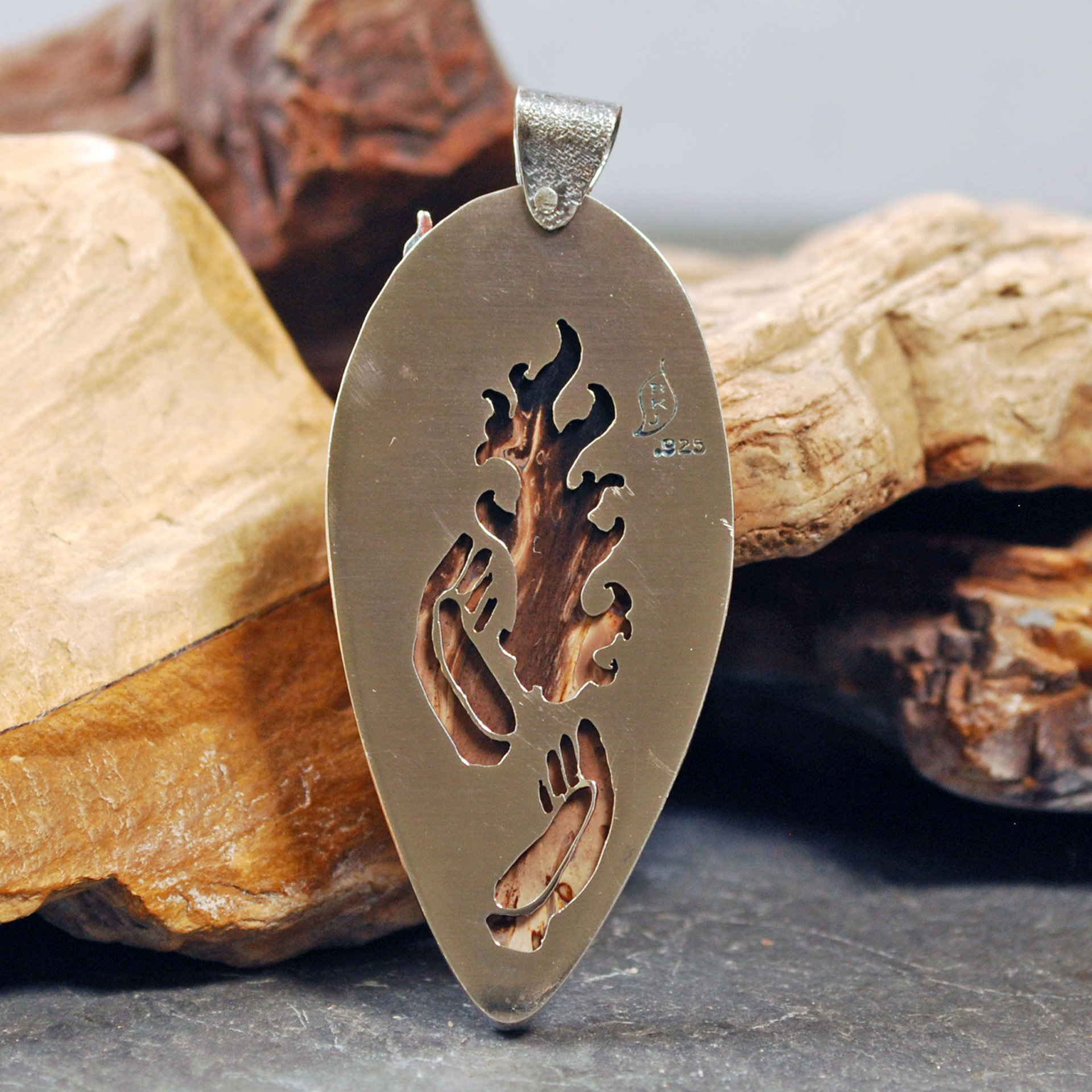 Fossilized Palm Root, Silver Pendant