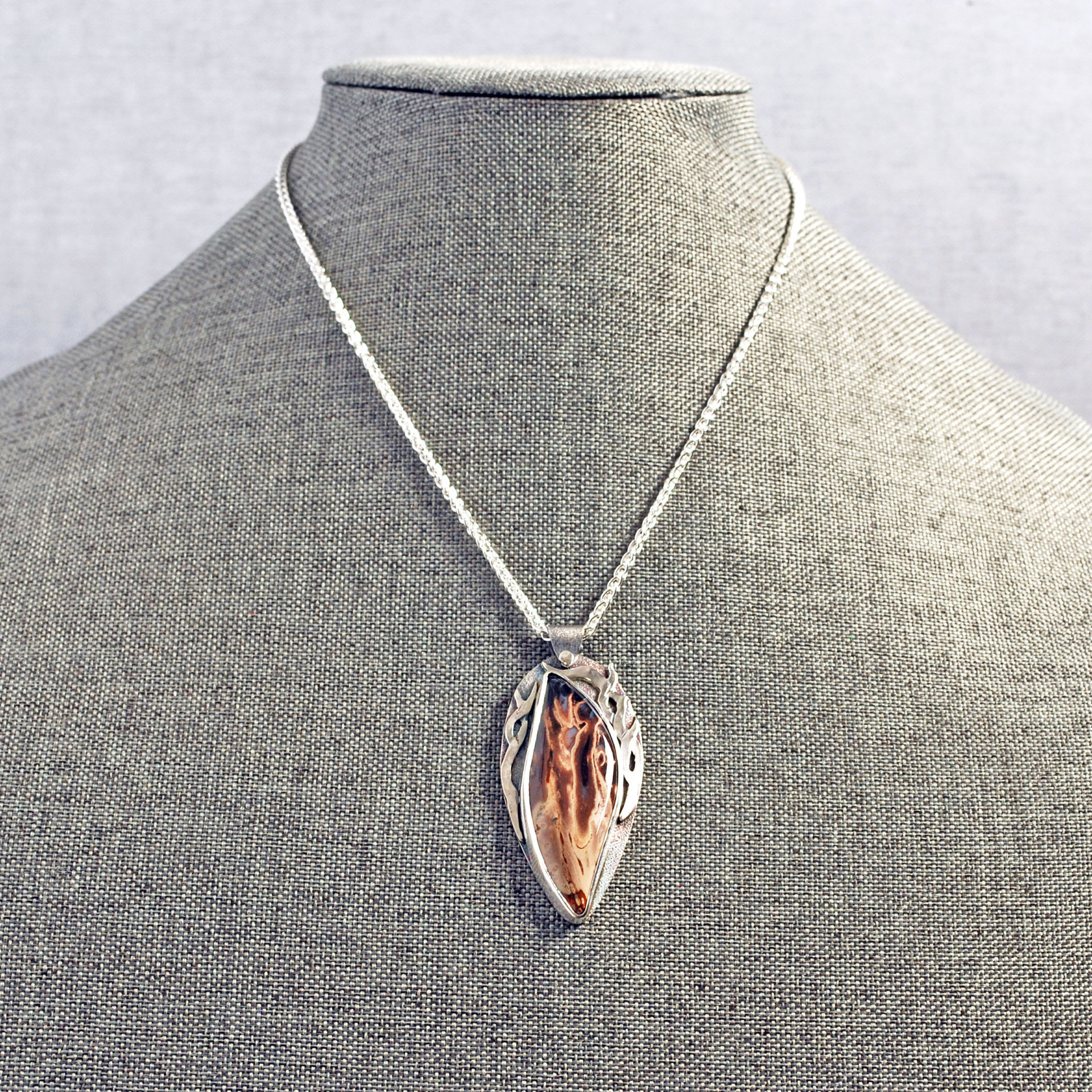 Fossilized Palm Root, Silver Pendant