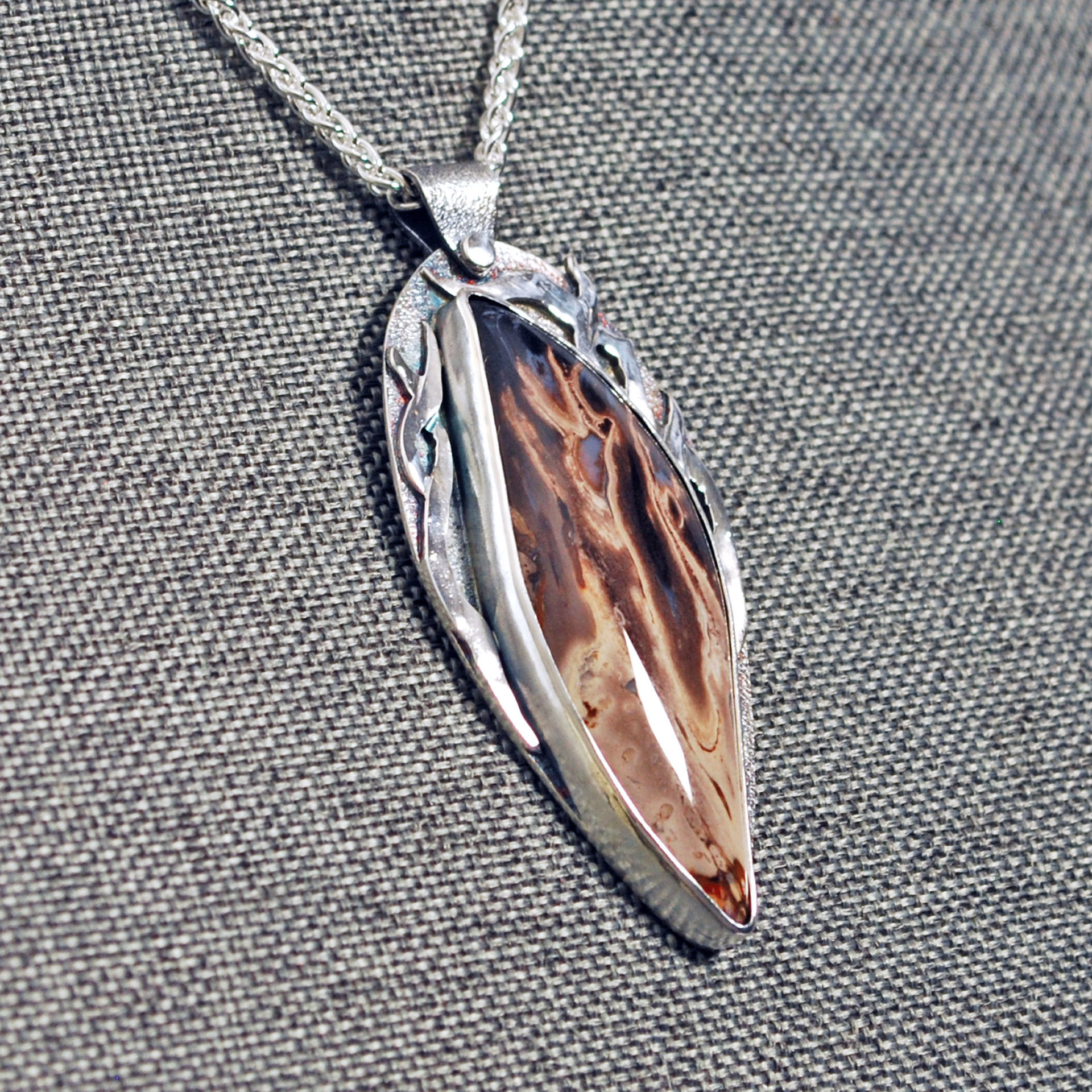 Fossilized Palm Root, Silver Pendant