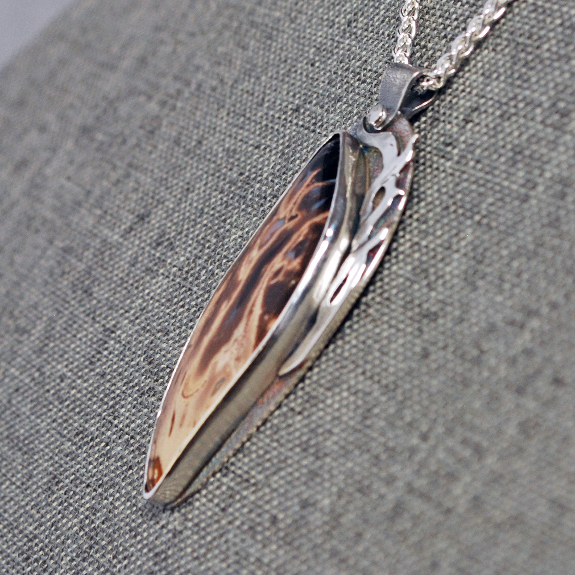 Fossilized Palm Root, Silver Pendant