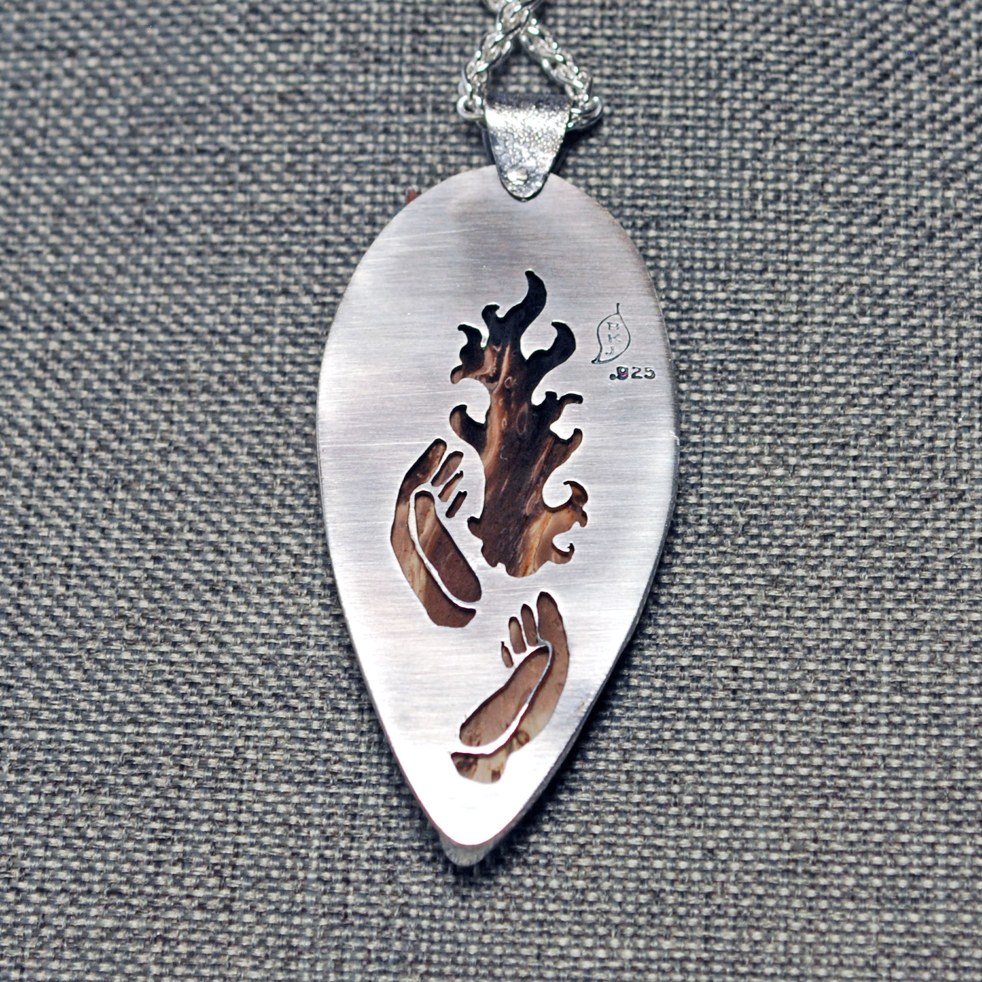 Fossilized Palm Root, Silver Pendant