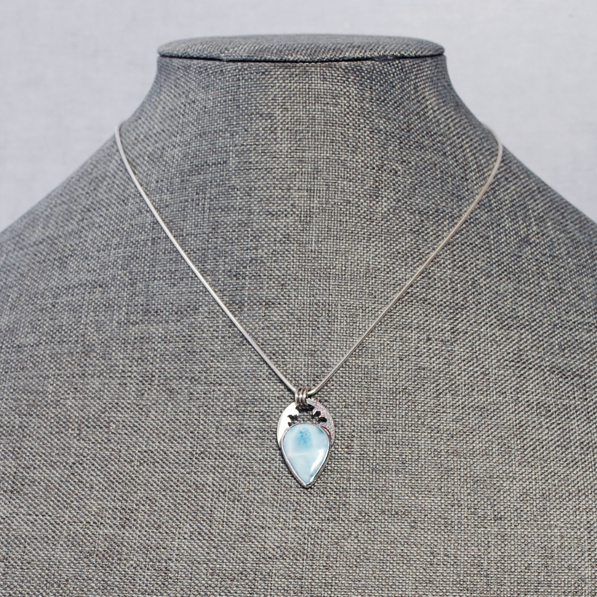 Larimar silver pendant hanging
