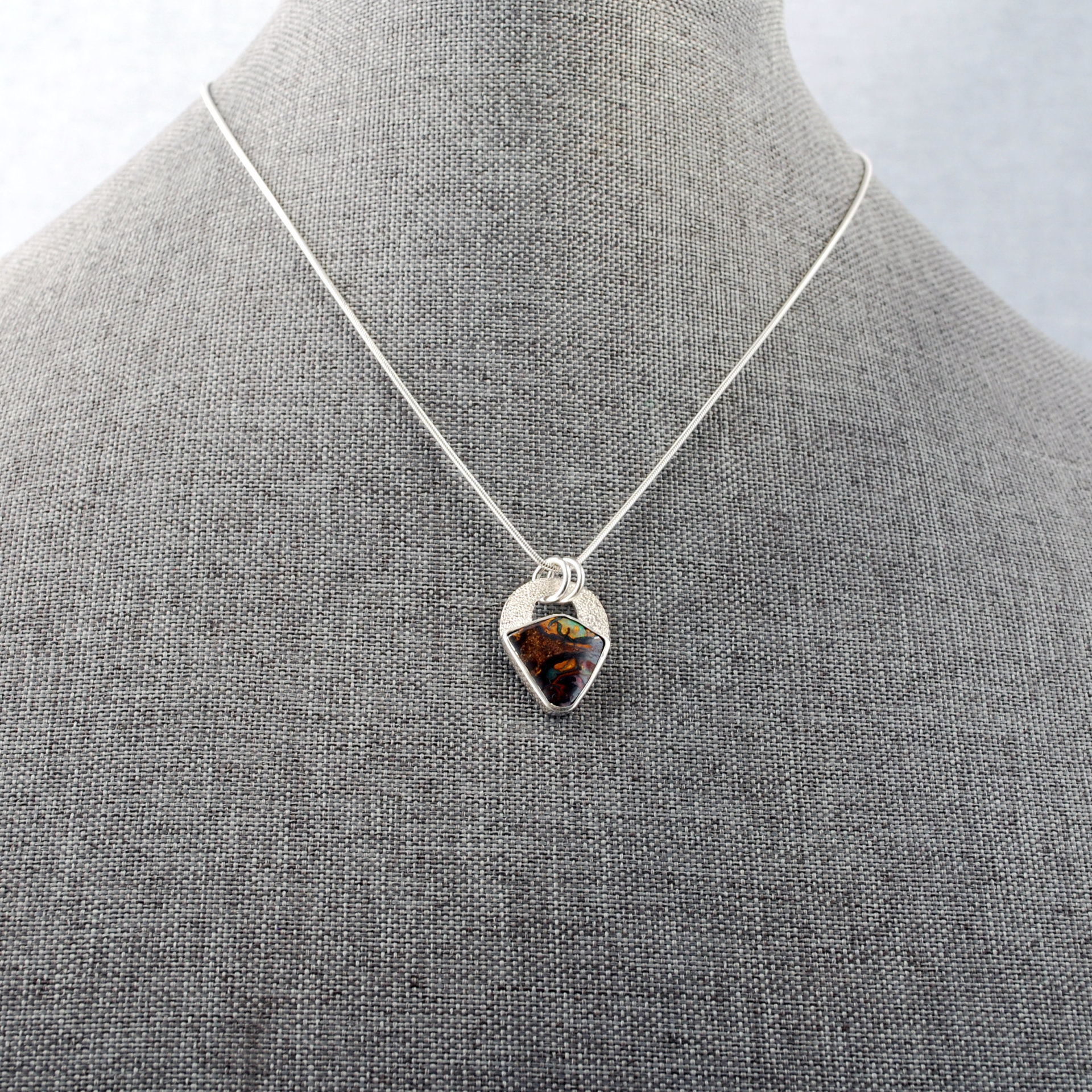 Small Silver Boulder Opal Pendant