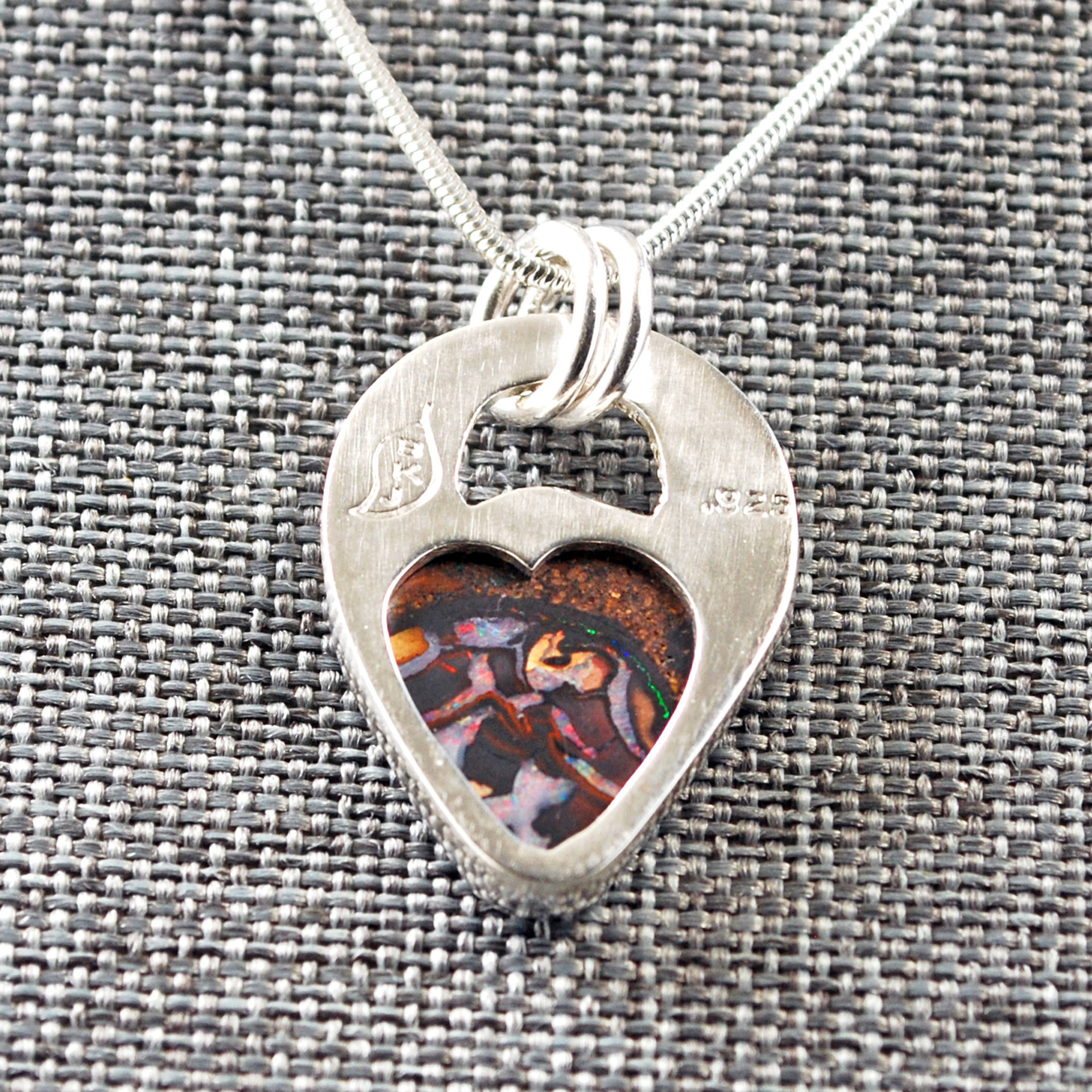 Small Silver Boulder Opal Pendant