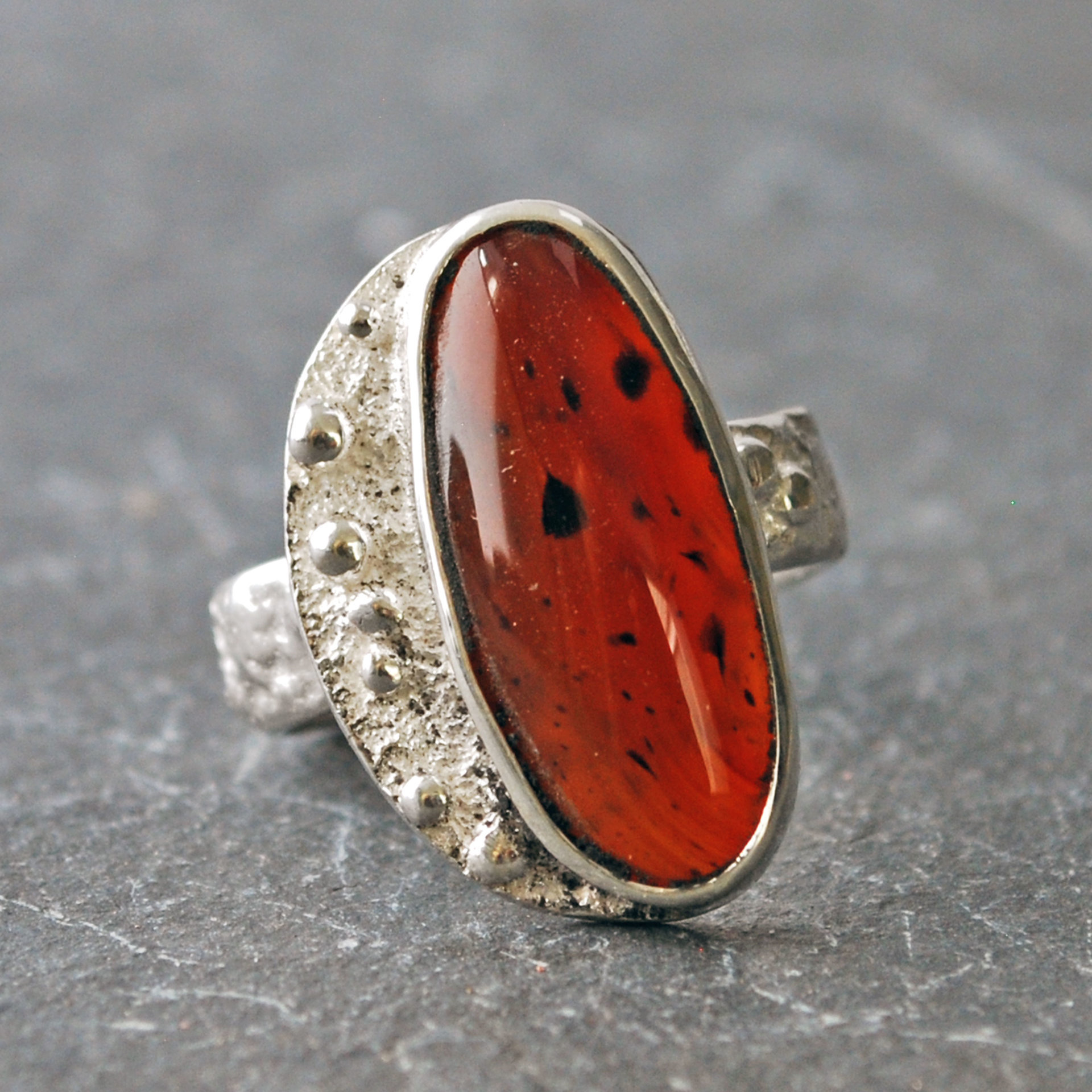 Silver Agate Ring, Size 8.25