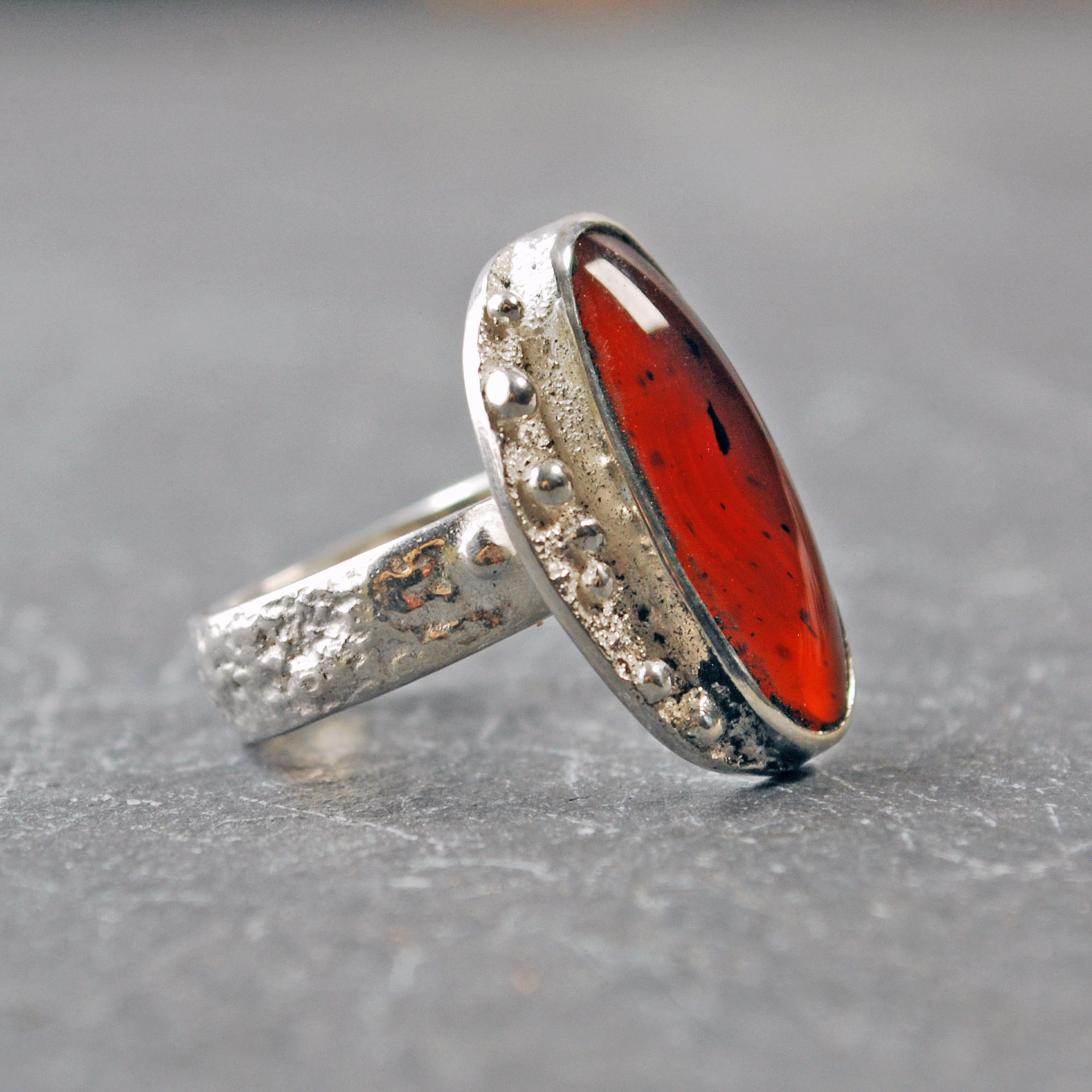 Silver Agate Ring, Size 8.25