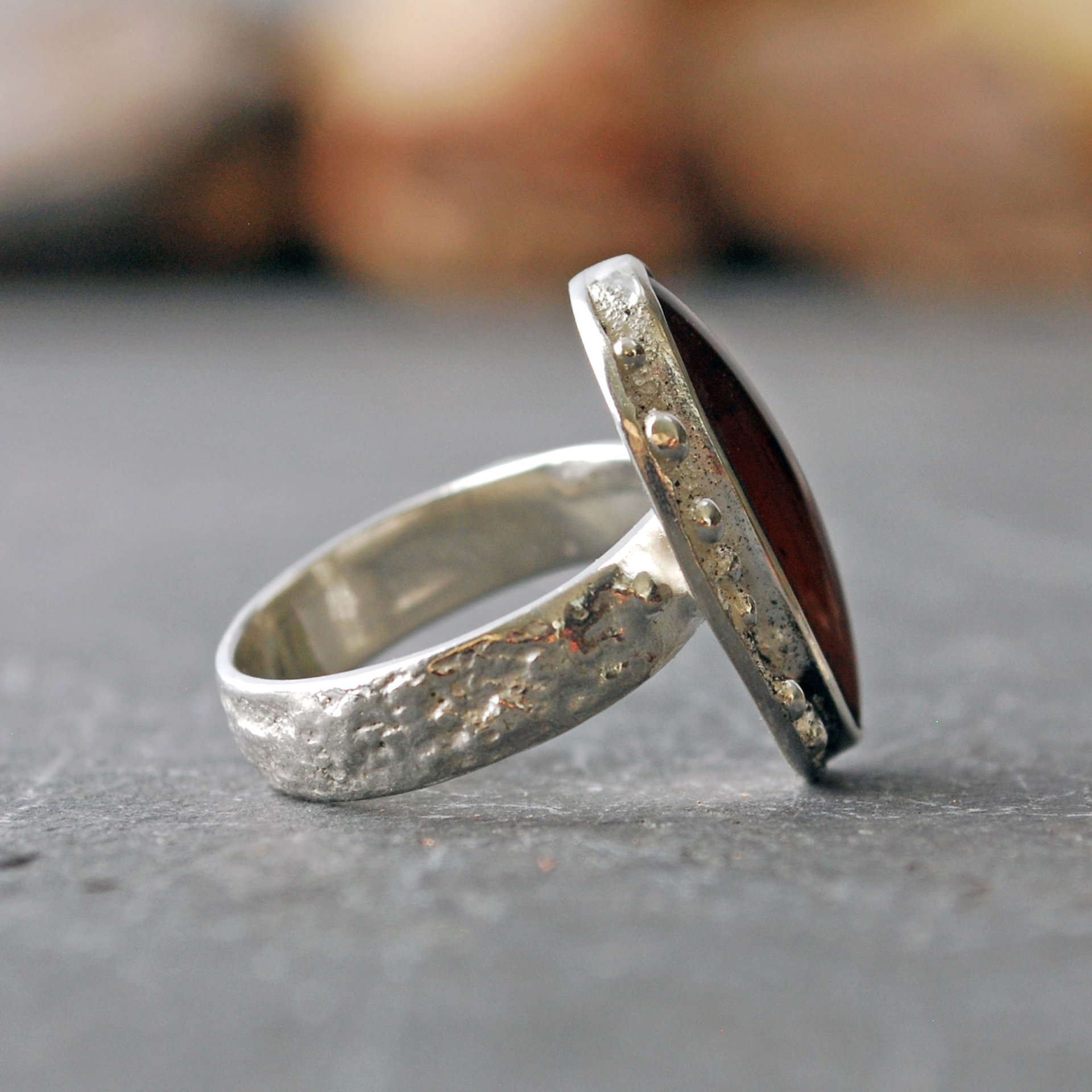 Silver Agate Ring, Size 8.25