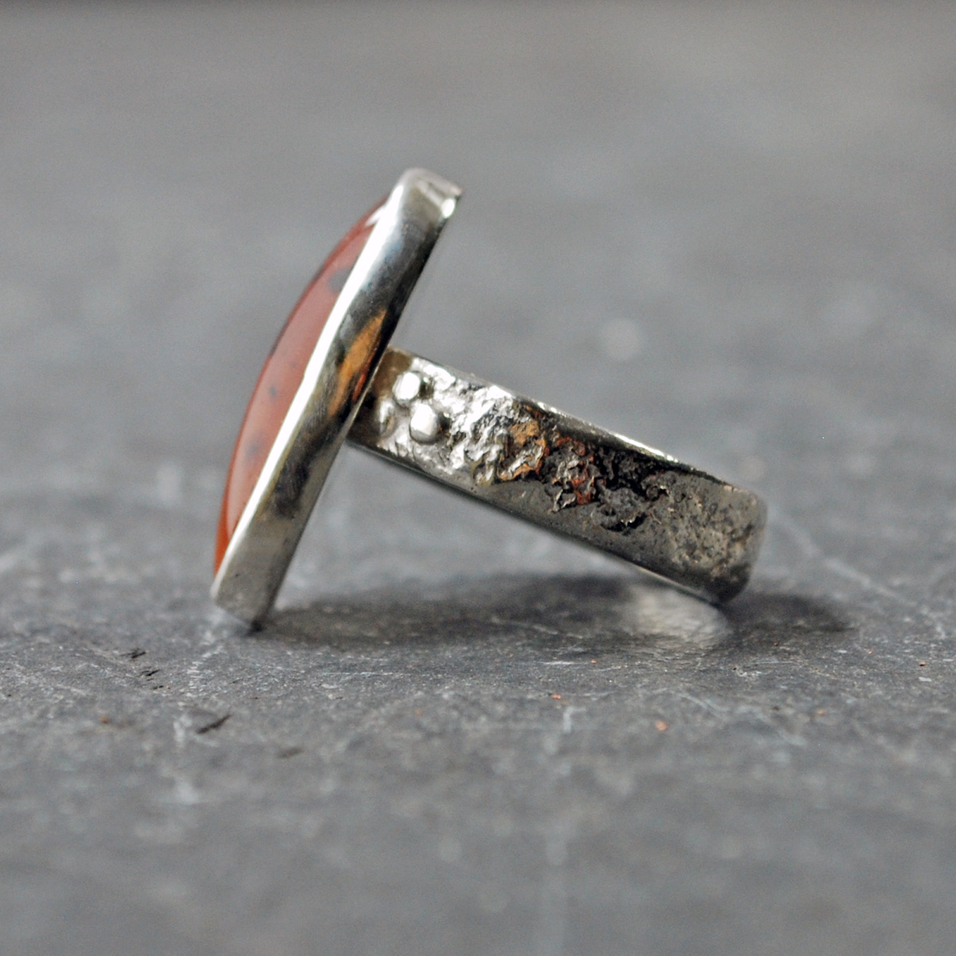 Silver Agate Ring, Size 8.25