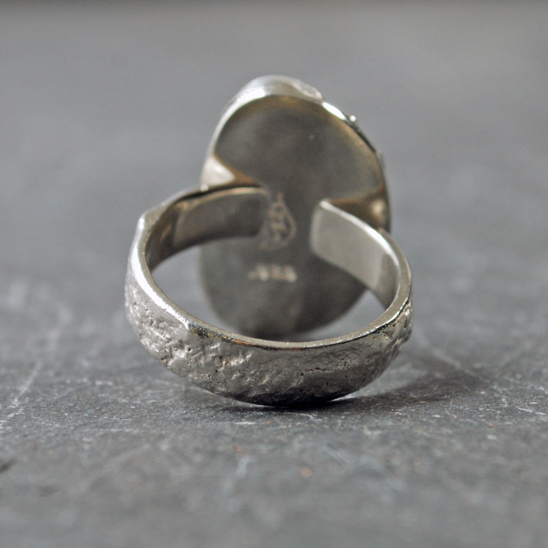 Silver Agate Ring, Size 8.25