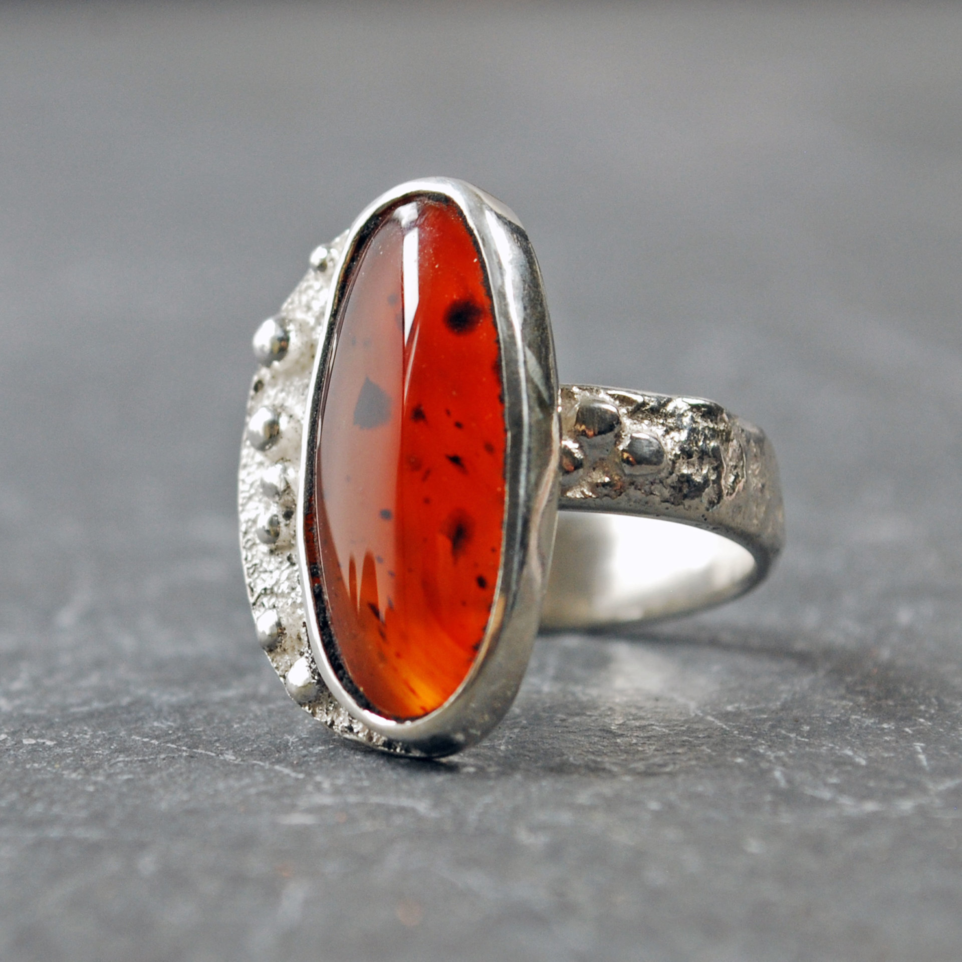 Silver Agate Ring, Size 8.25