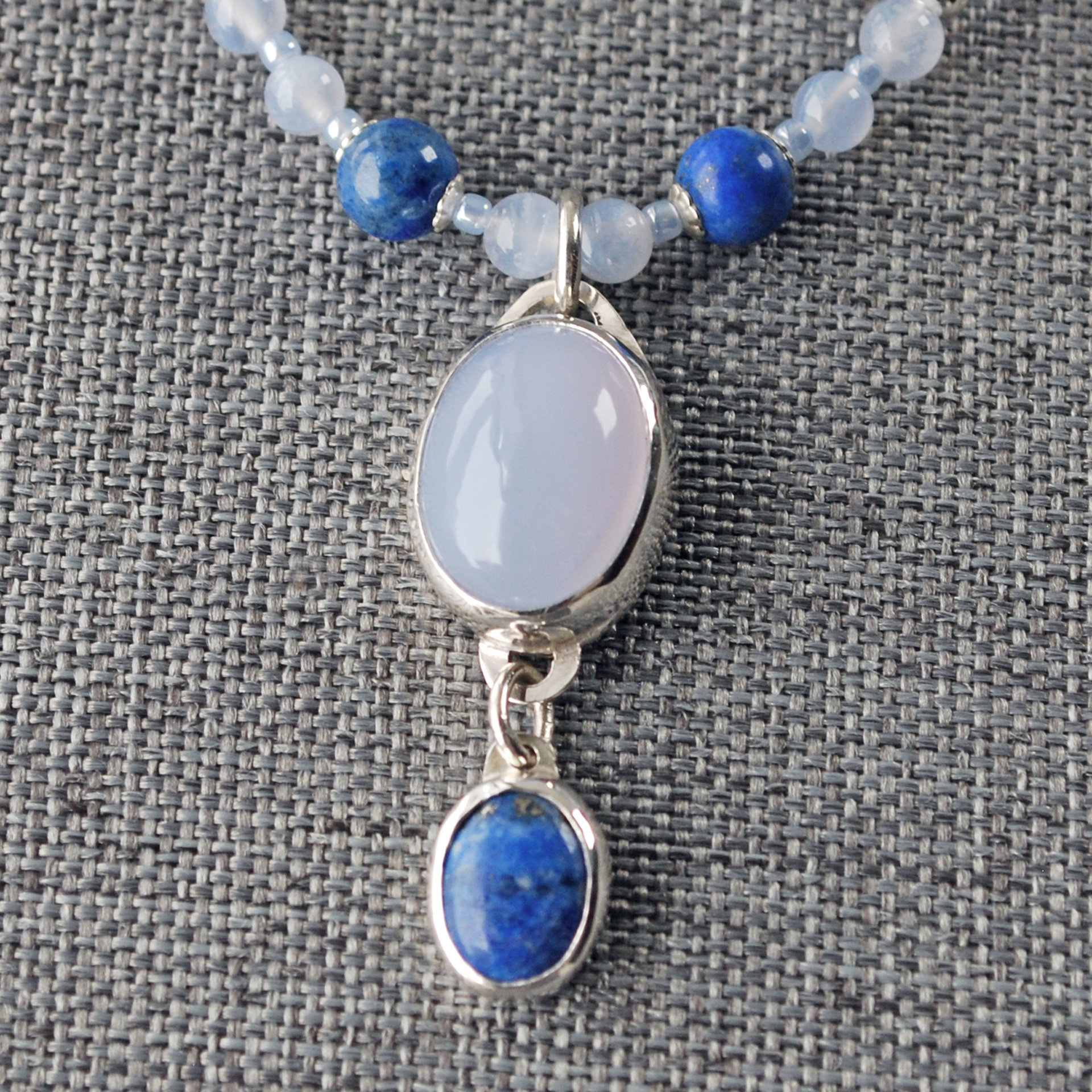 Chalcedony and Lapis Lazuli Necklace