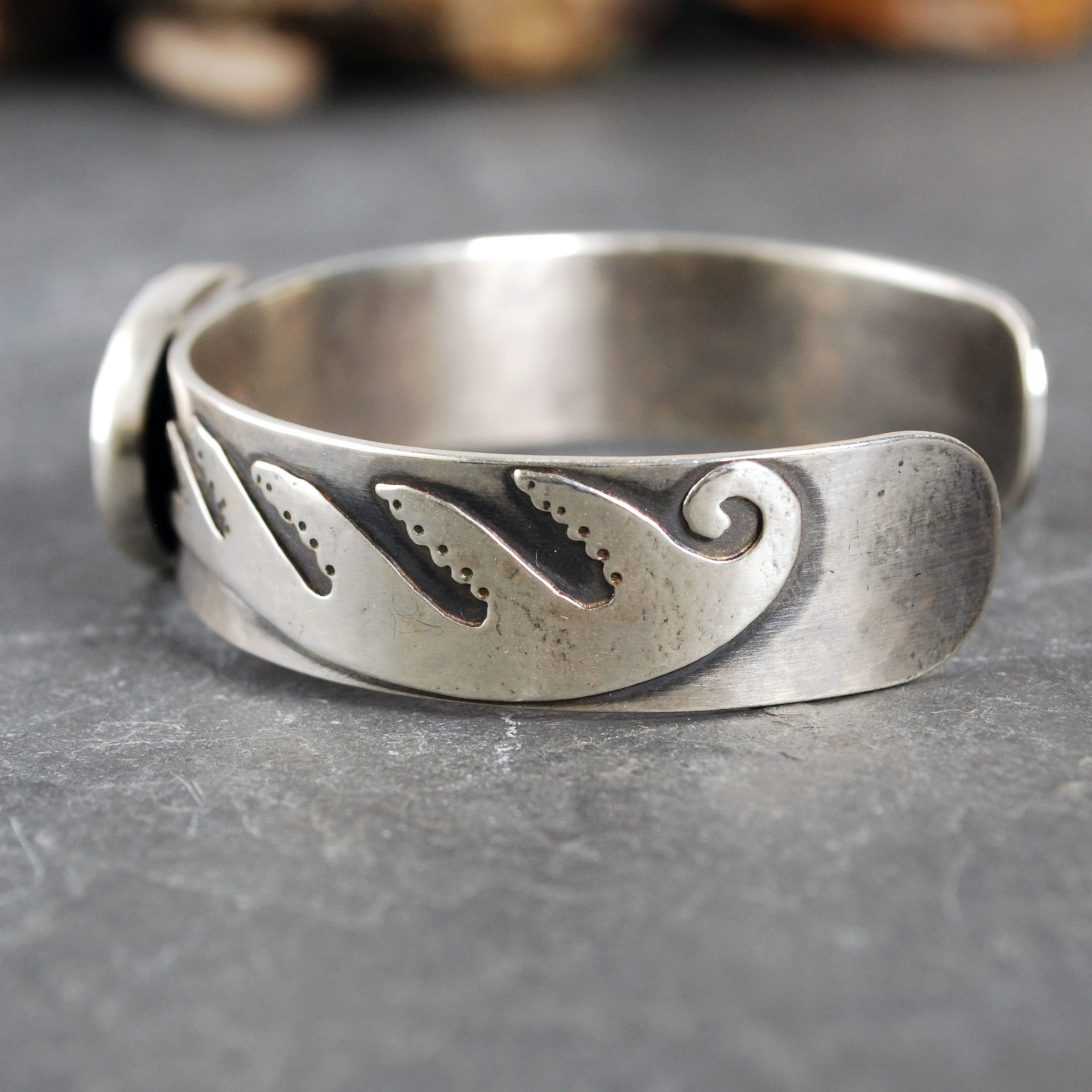 Silver Cuff Bracelet with Seraphanite