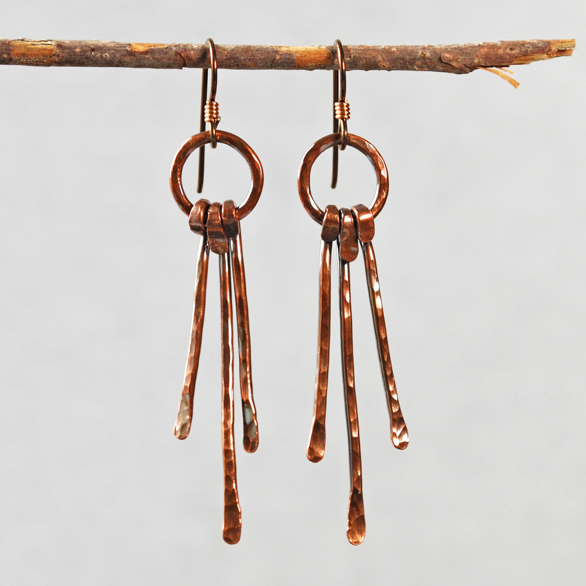 Rustic Copper Dangle Earrings