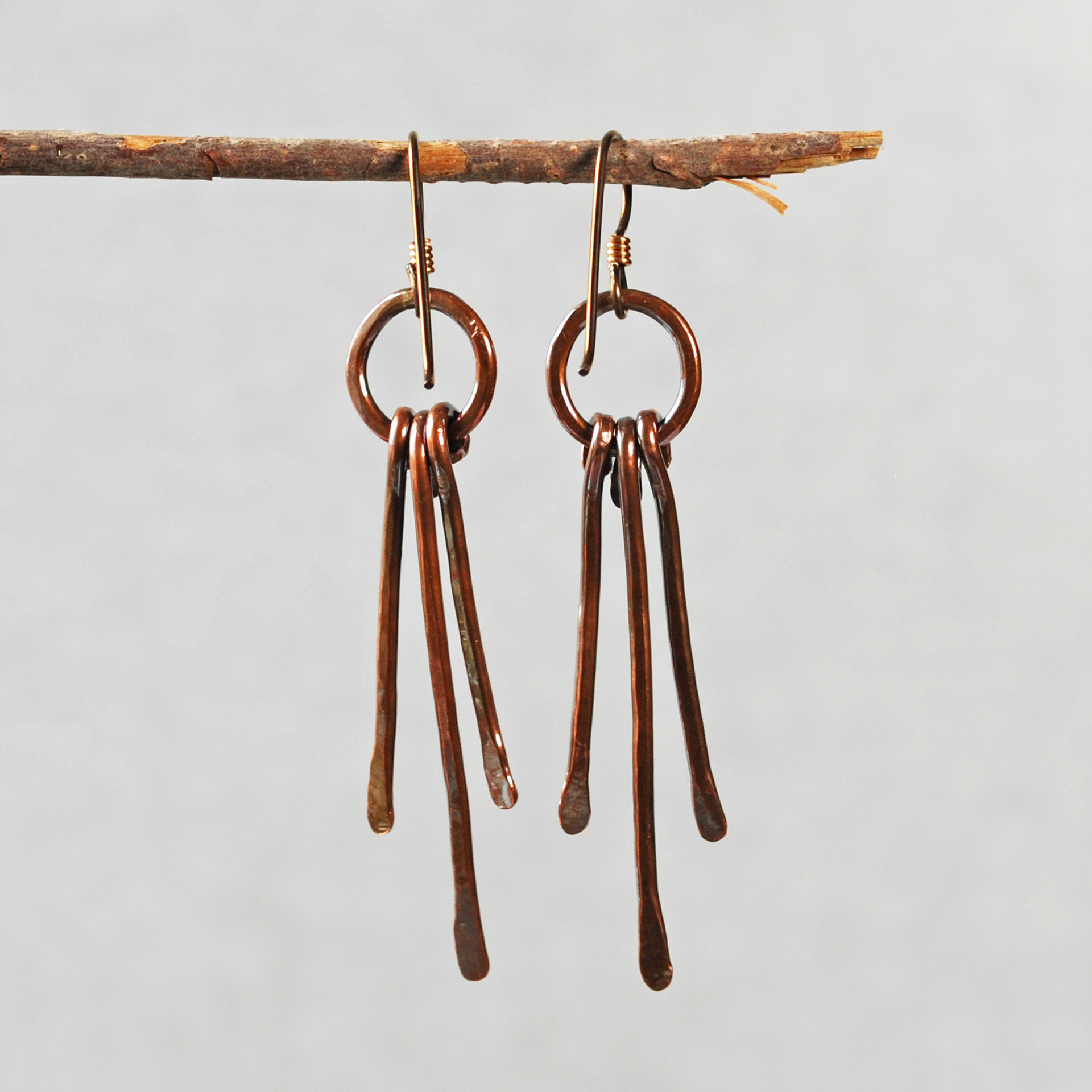 Rustic Copper Dangle Earrings