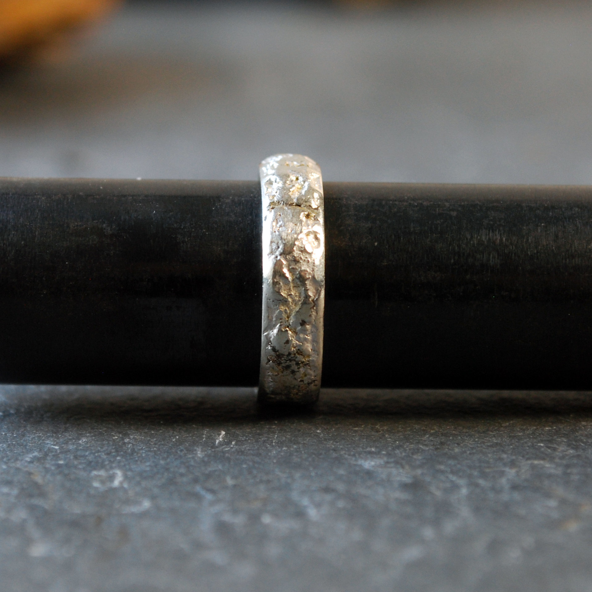 Textured Sterling Silver Ring Band, Narrow