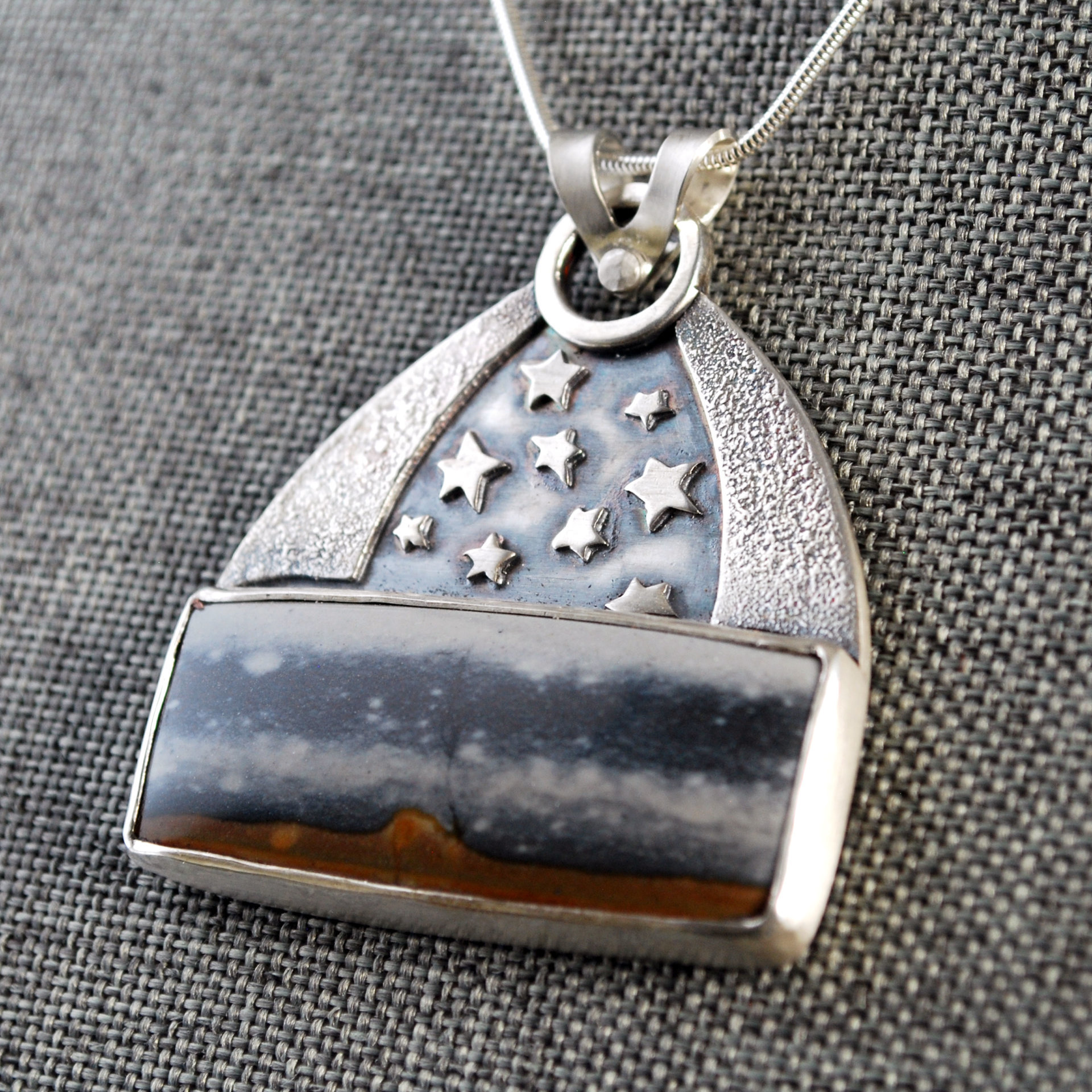 Silver Starry Night Pendant with Jasper
