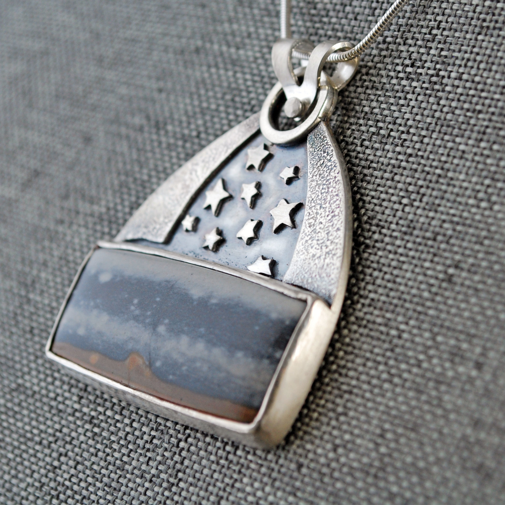 Silver Starry Night Pendant with Jasper
