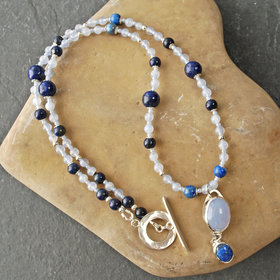 Chalcedony and Lapis Lazuli Necklace